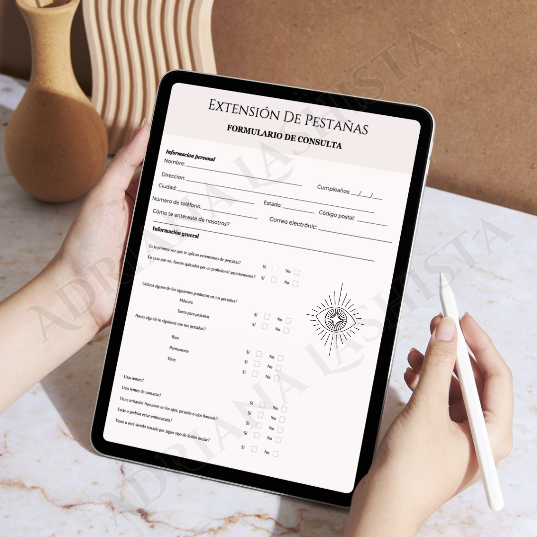 Formatos de consentimiento Ingles y Español para clientes de Extensiones de Pestañas